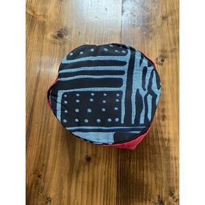 Handmade Reversible Bucket Hat Black Blue Geometric Print Red Plaid
